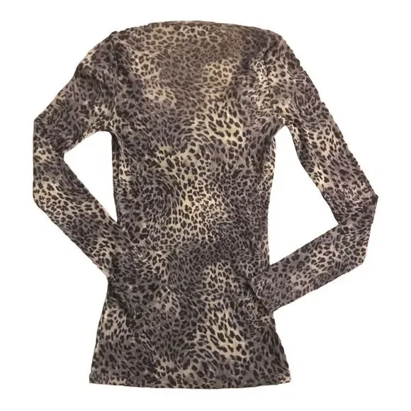 KAREN KANE Top Animal Print Long Sleeves Sheer Size S - Picture 4 of 5